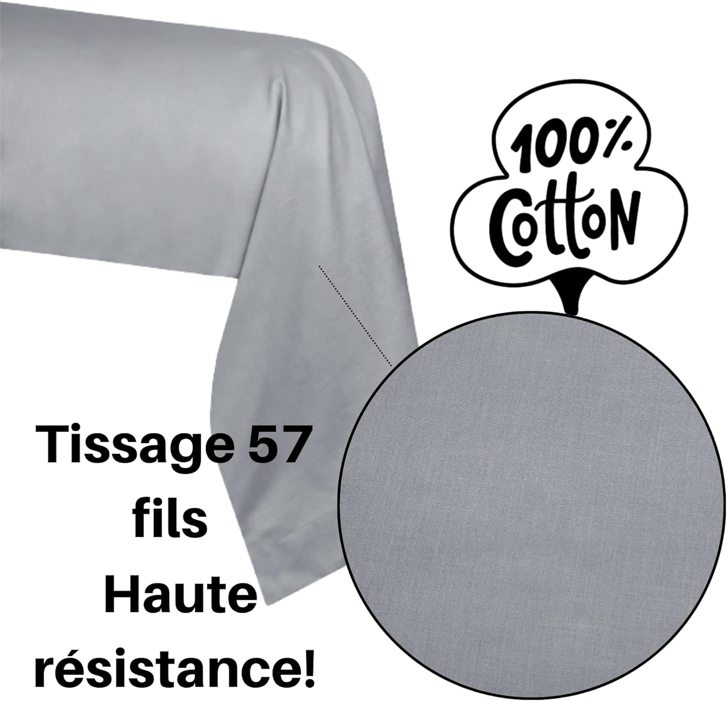 Stof - Taie de Traversin 45 x 185 cm Eden Coton Gris Souris Stof - Taie de Traversin 45 x 185 cm Eden Coton Gris Souris