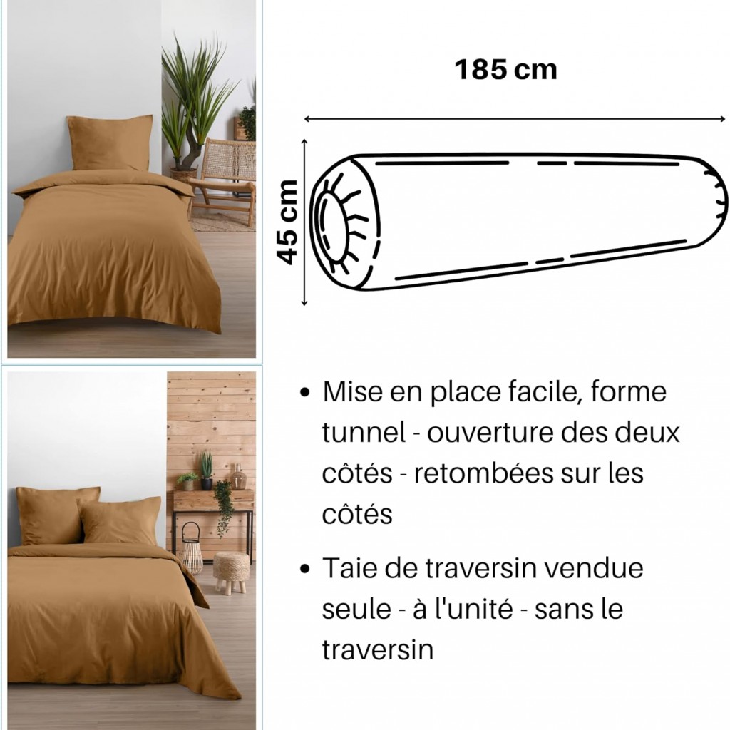 Stof - Taie de Traversin 45 x 185 cm Eden Coton Curry