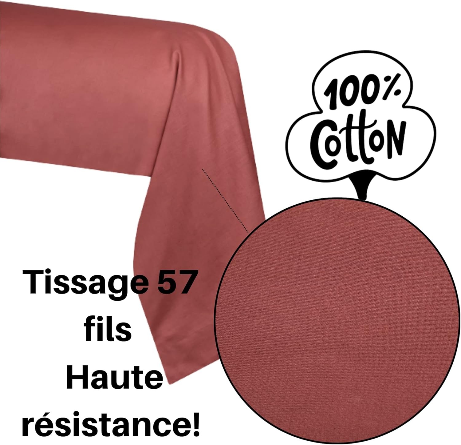 TAIE DE TRAVERSIN EDEN GRENACHE 45X185 cm TAIE DE TRAVERSIN EDEN GRENACHE 45X185 cm