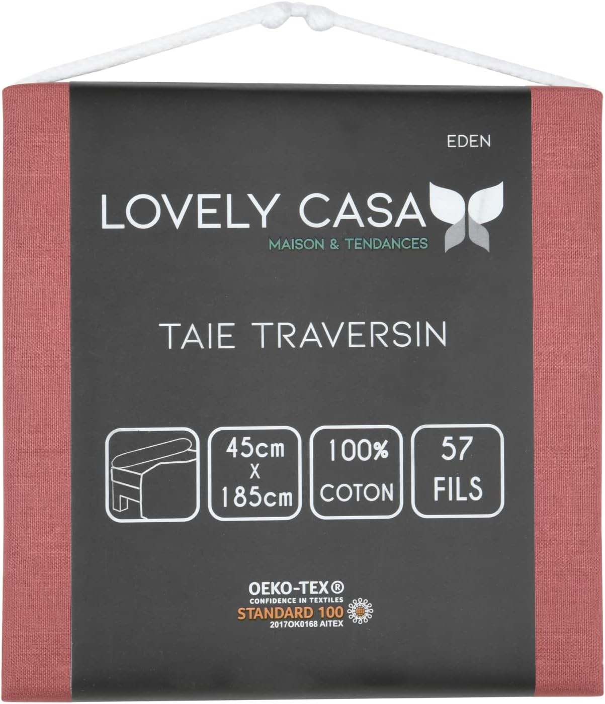 TAIE DE TRAVERSIN EDEN GRENACHE 45X185 cm TAIE DE TRAVERSIN EDEN GRENACHE 45X185 cm