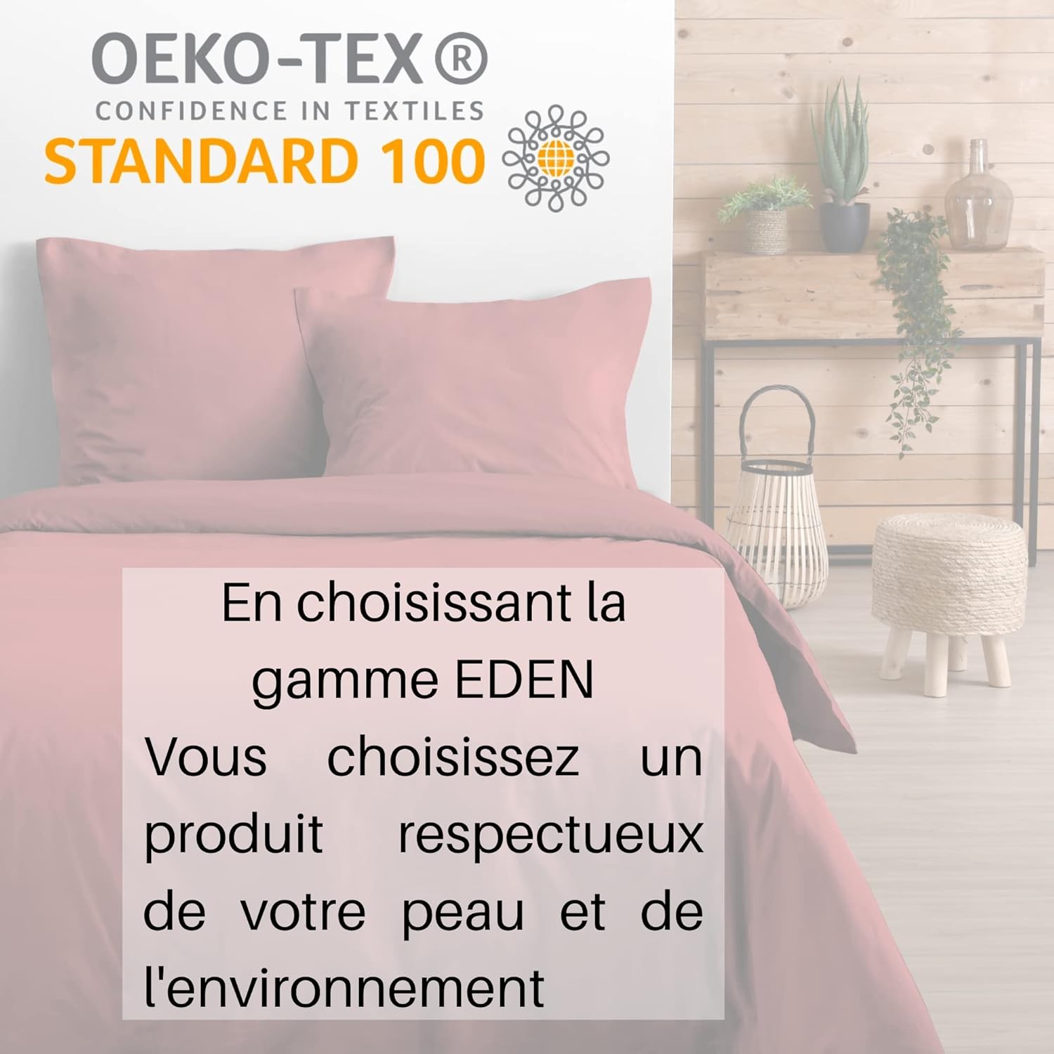 TAIE DE TRAVERSIN EDEN GRENACHE 45X185 cm TAIE DE TRAVERSIN EDEN GRENACHE 45X185 cm
