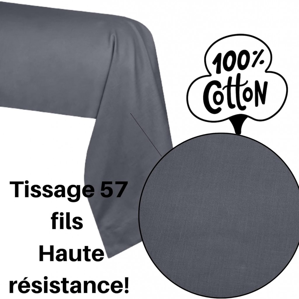 Stof - Taie de Traversin 45 x 185 cm Eden Coton Ardoise