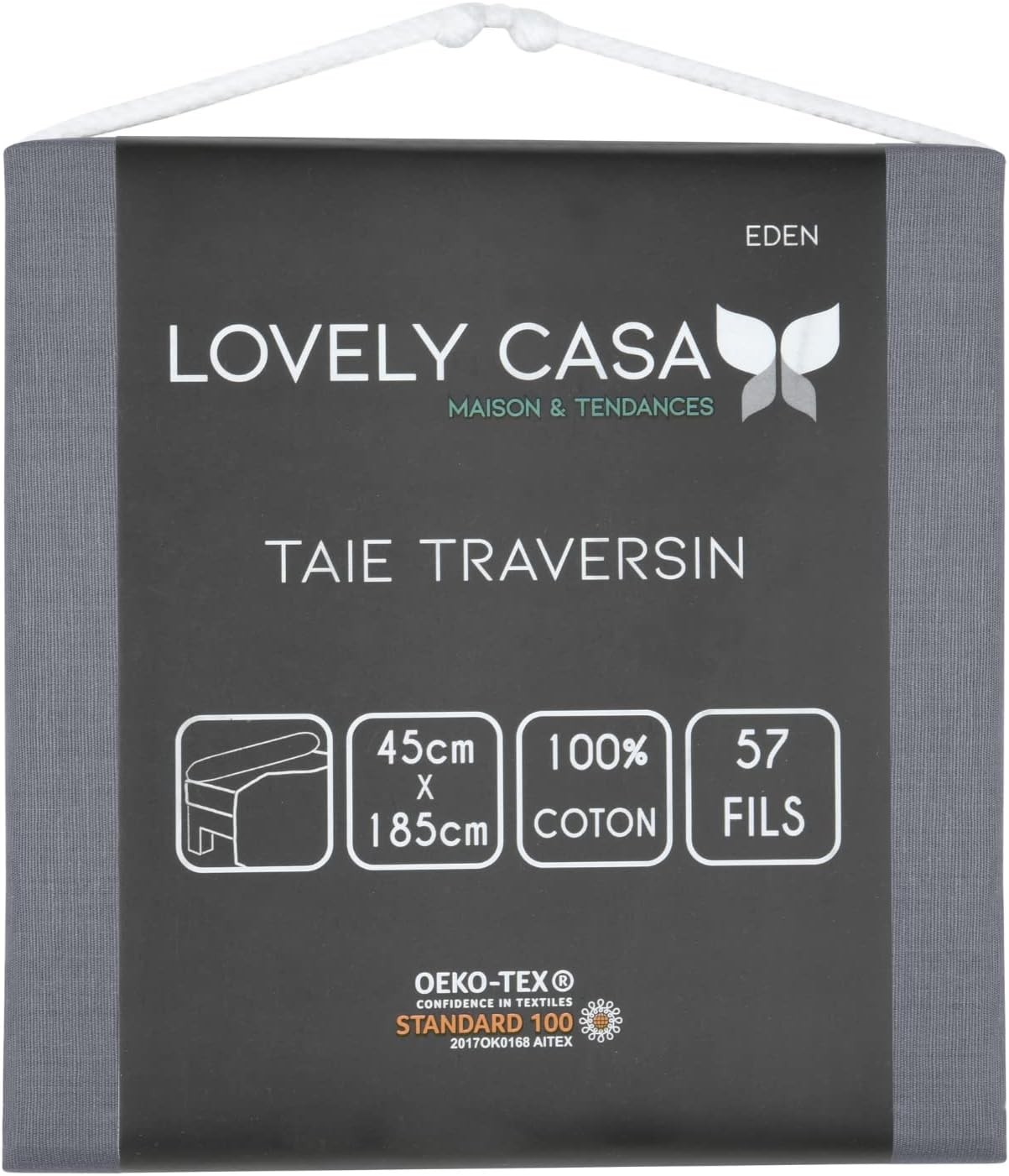 Stof - Taie de Traversin 45 x 185 cm Eden Coton Ardoise