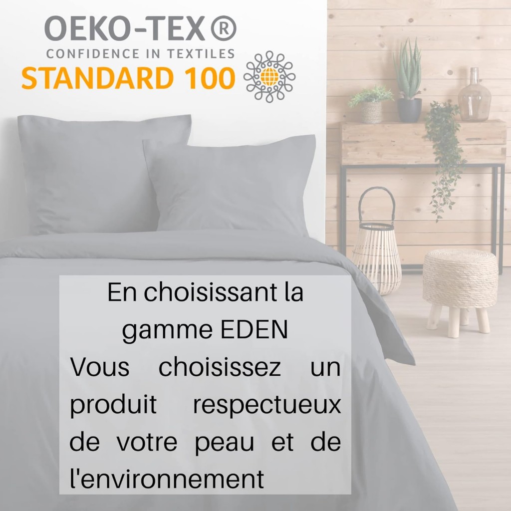 Stof - Taie de Traversin 45 x 185 cm Eden Coton Ardoise