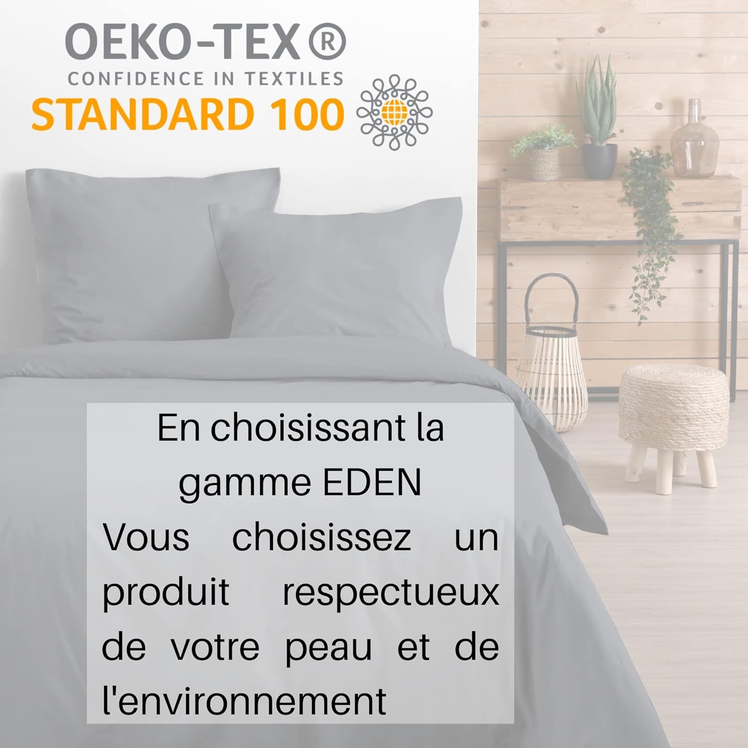 Stof - Taie de Traversin 45 x 185 cm Eden Coton Ardoise