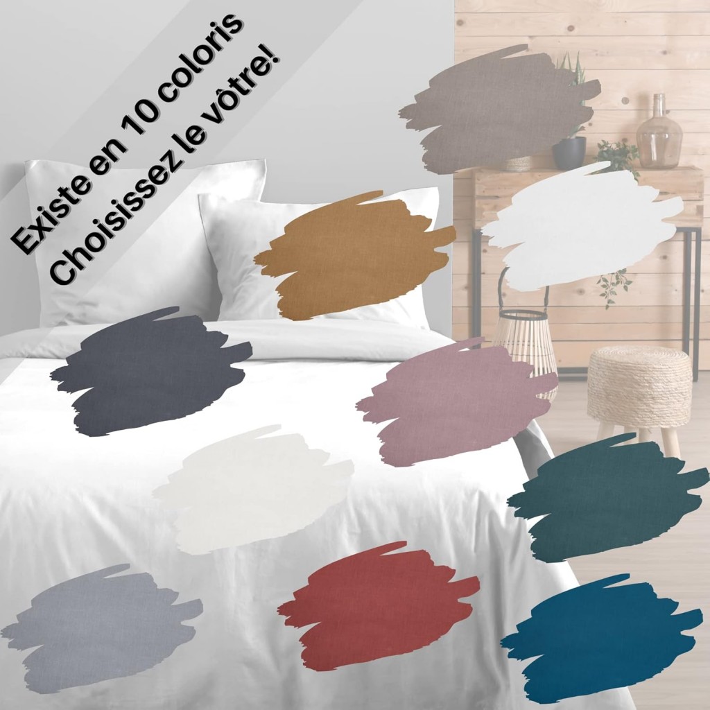 Stof - Housse de Couette 260 x 240 cm 57 Fils Coton Eden Blanc