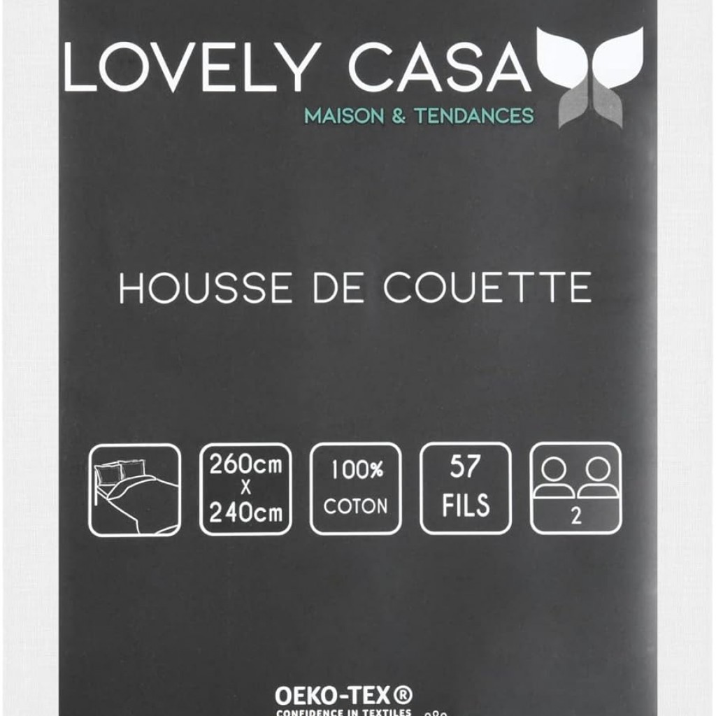 Stof - Housse de Couette 260 x 240 cm 57 Fils Coton Eden Blanc