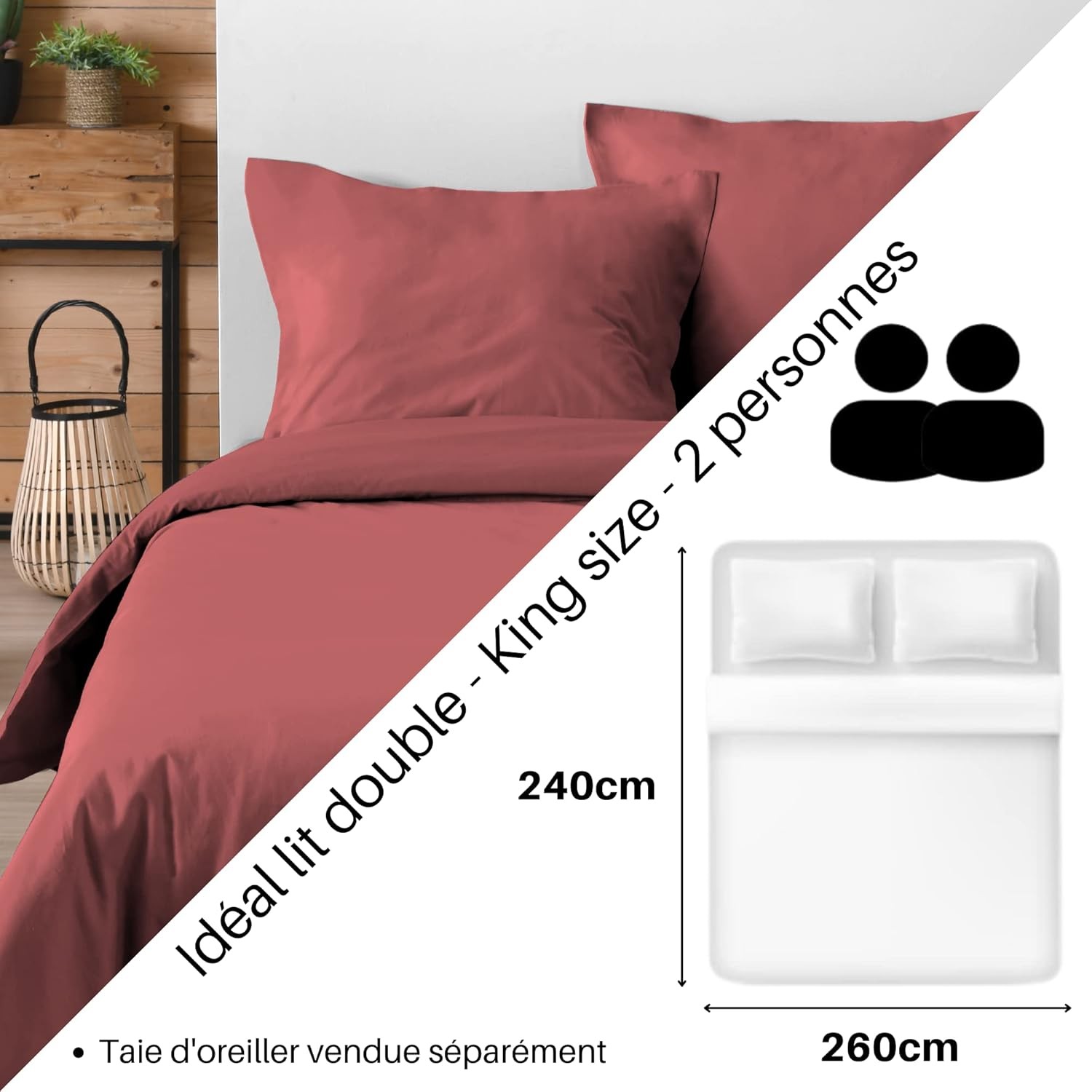 HOUSSE DE COUETTE EDEN GRENACHE 260X240 cm HOUSSE DE COUETTE EDEN GRENACHE 260X240 cm