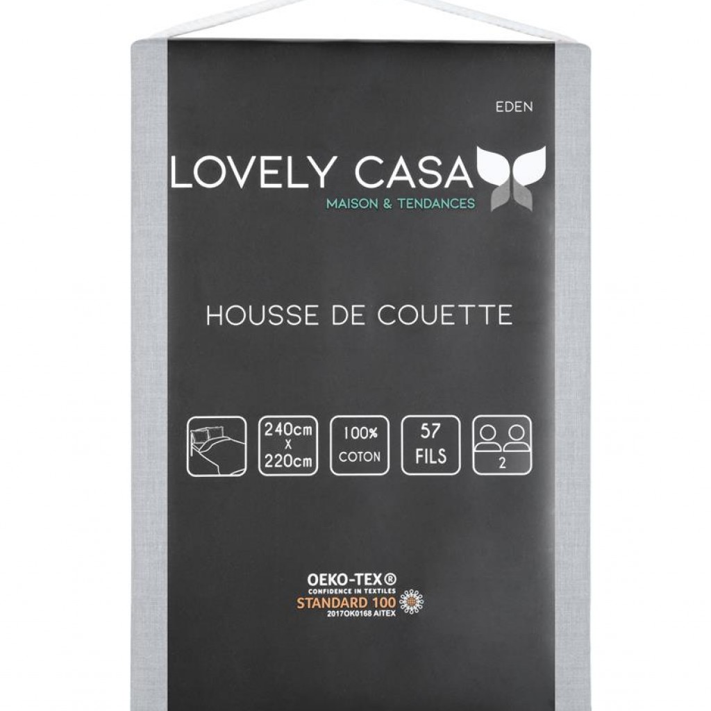 HOUSSE DE COUETTE EDEN SOURIS 240X220 cm