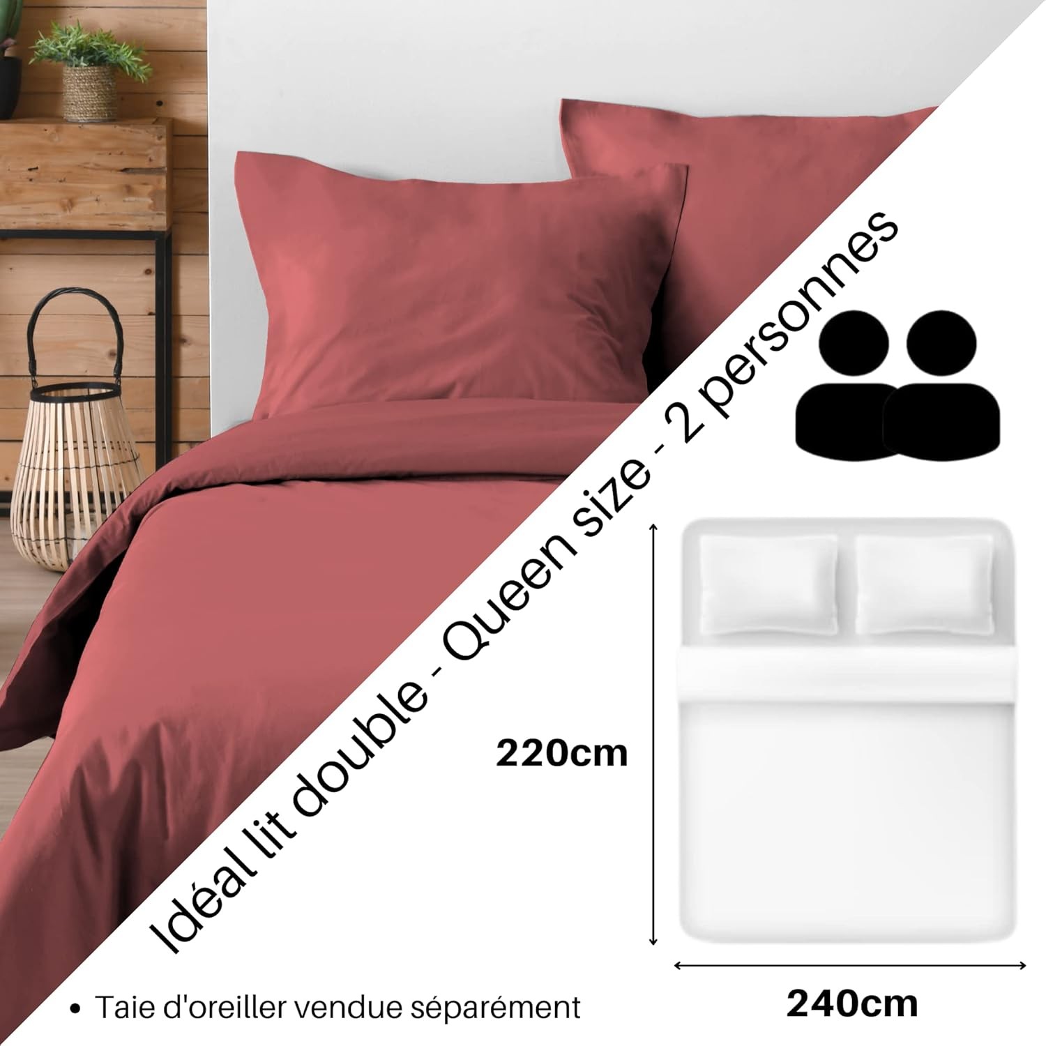 HOUSSE DE COUETTE EDEN GRENACHE 240X220 cm