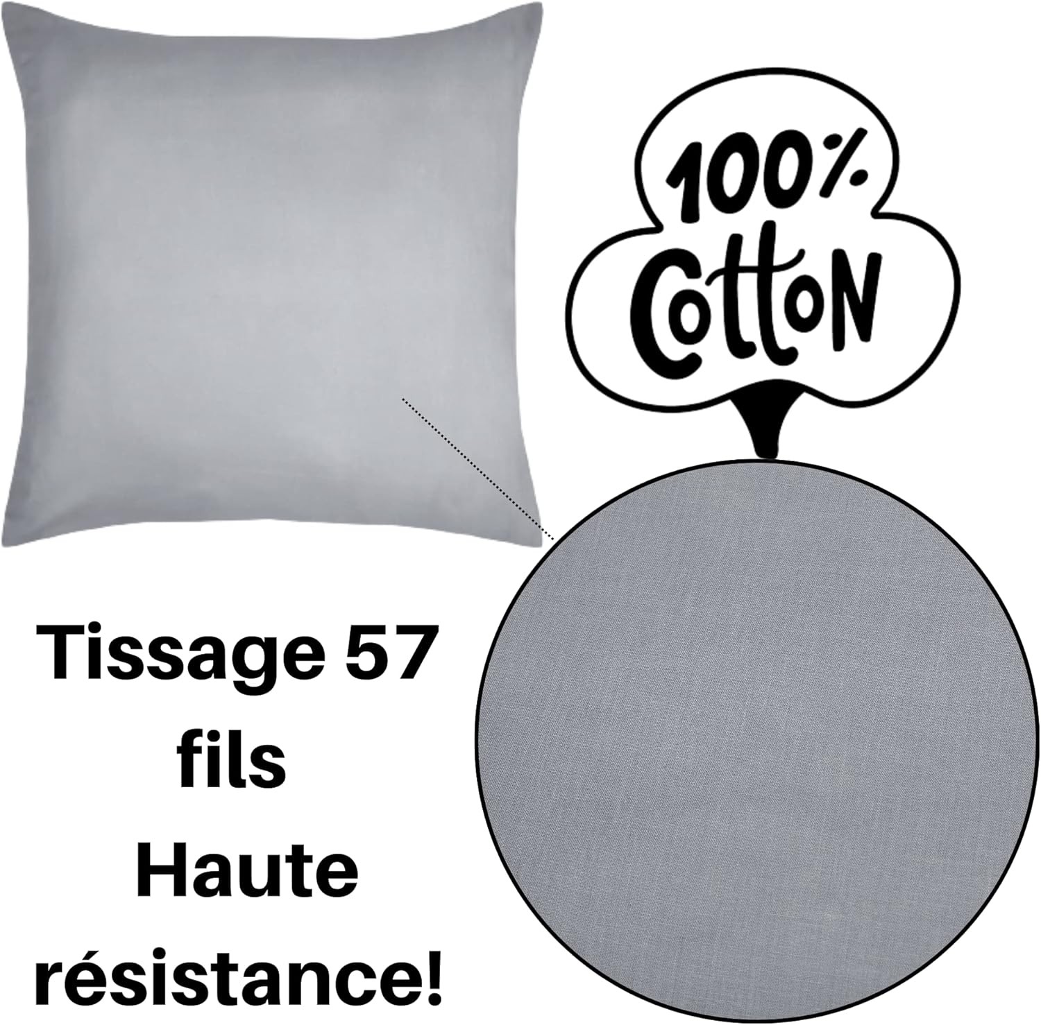 TAIE EDEN SOURIS 63X63 cm TAIE EDEN SOURIS 63X63 cm