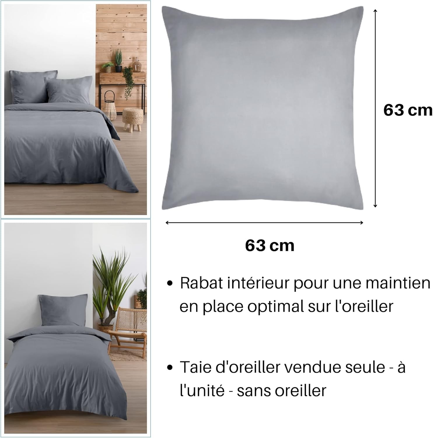 TAIE EDEN SOURIS 63X63 cm TAIE EDEN SOURIS 63X63 cm