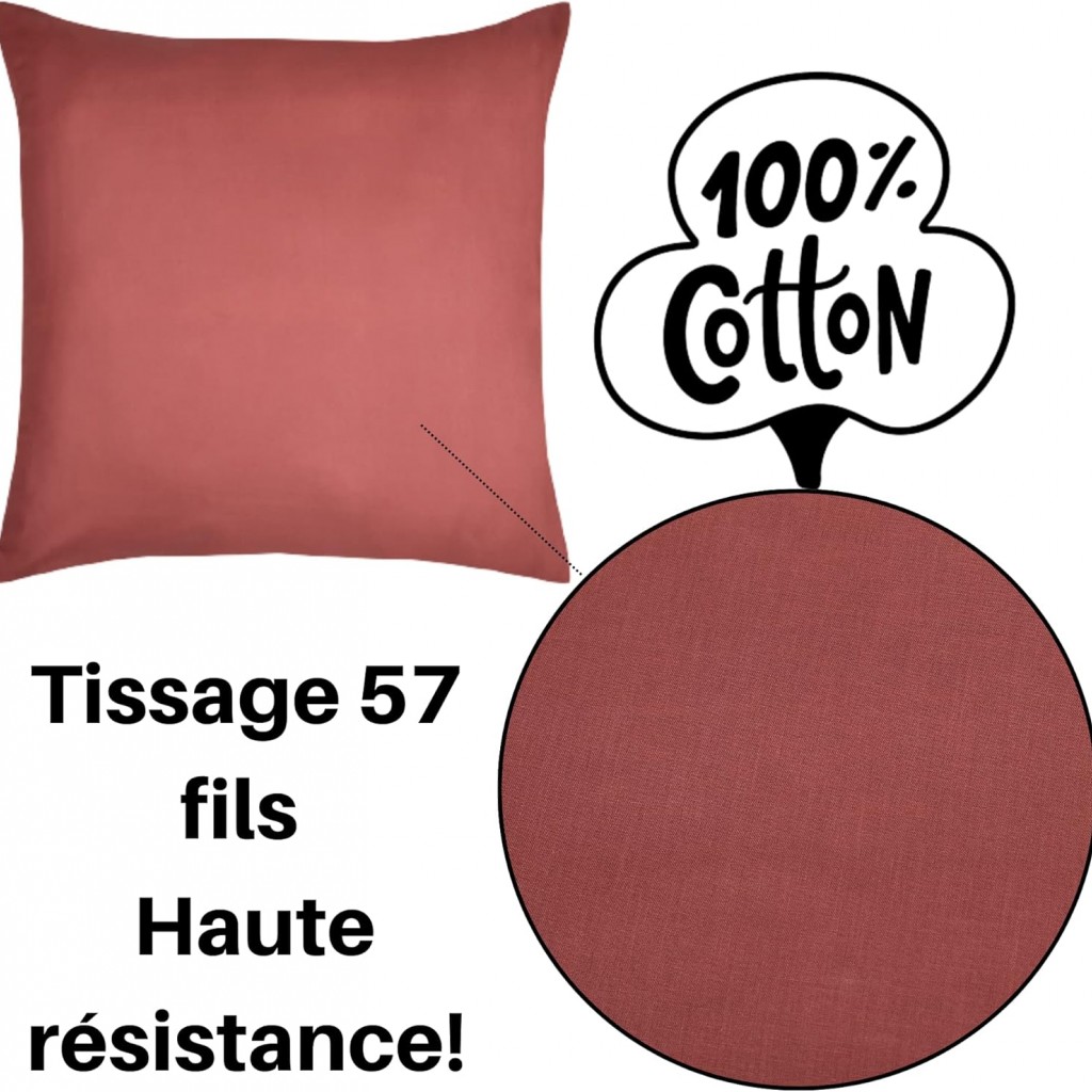 Taie d'Oreiller Sac 63 x 63 cm Eden Coton, Grenache