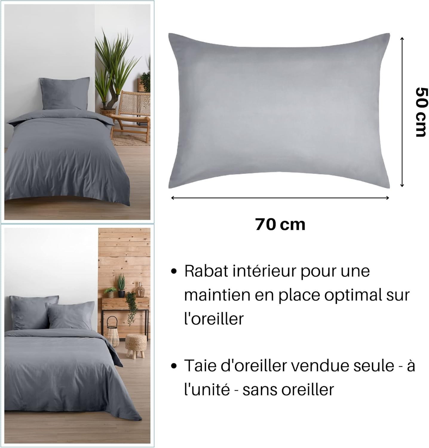 TAIE EDEN SOURIS 50X70 cm TAIE EDEN SOURIS 50X70 cm