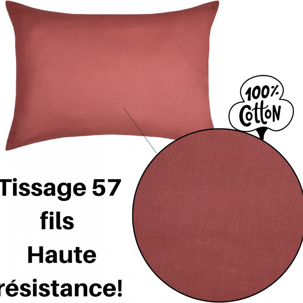 Taie d'Oreiller Sac 50 x 70 cm Eden Coton, Grenache