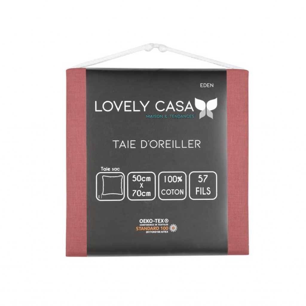 Taie d'Oreiller Sac 50 x 70 cm Eden Coton, Grenache
