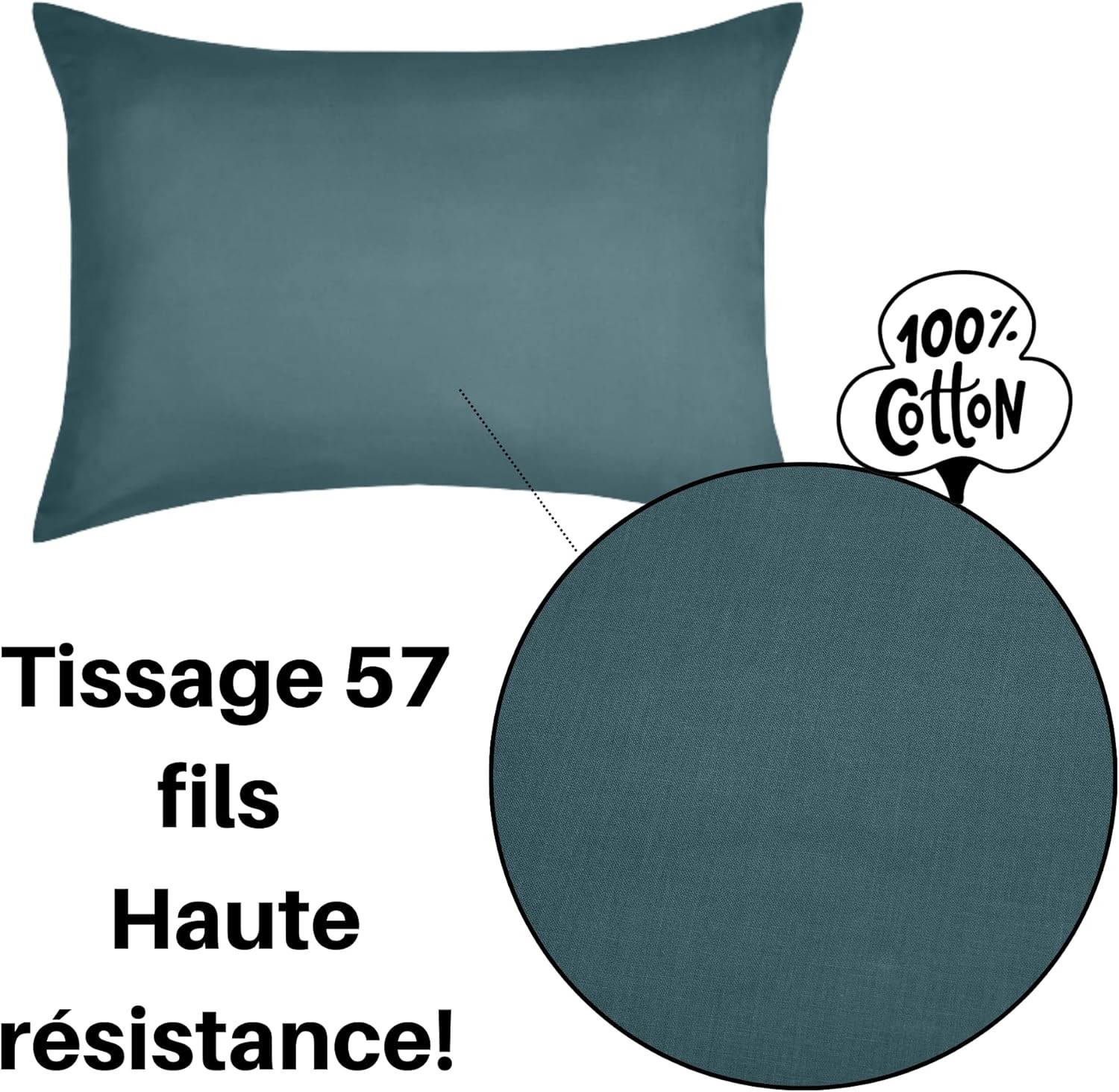 Taie rectangulaire pas cher 50 x 70 cm Eden Coton Taie rectangulaire pas cher 50 x 70 cm Eden Coton