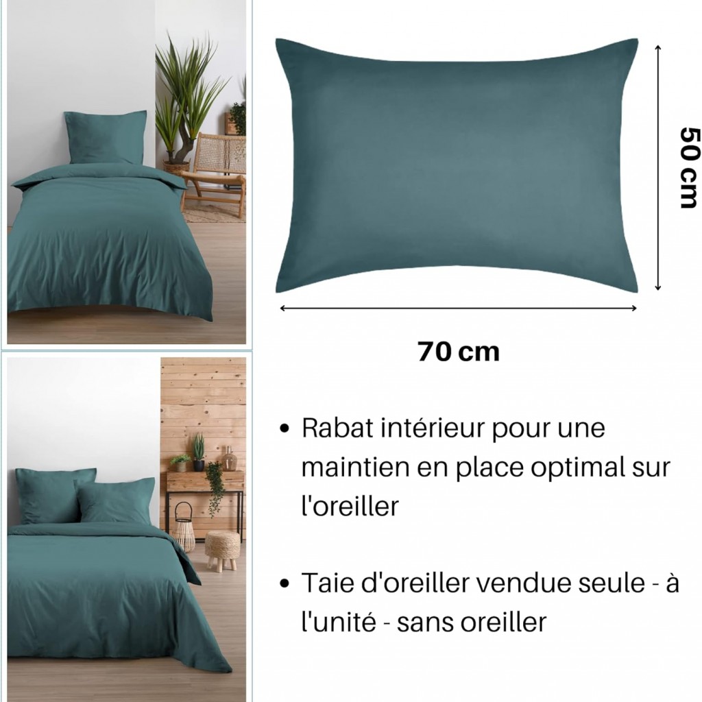 Taie rectangulaire pas cher 50 x 70 cm Eden Coton