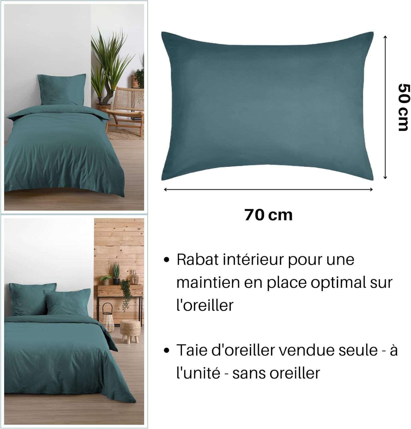 Taie rectangulaire pas cher 50 x 70 cm Eden Coton Taie rectangulaire pas cher 50 x 70 cm Eden Coton