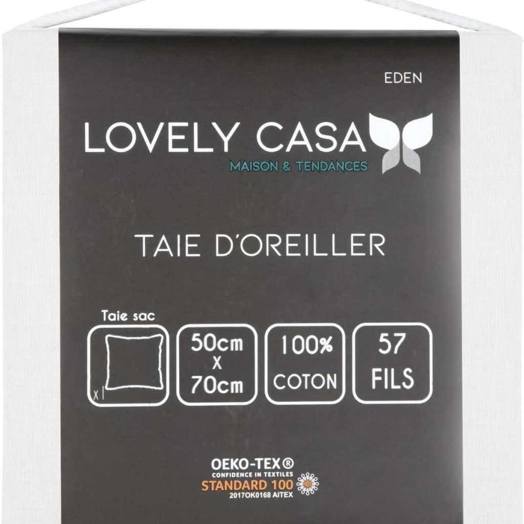 Taie rectangulaire  50 x 70 cm Eden Coton, Blanc