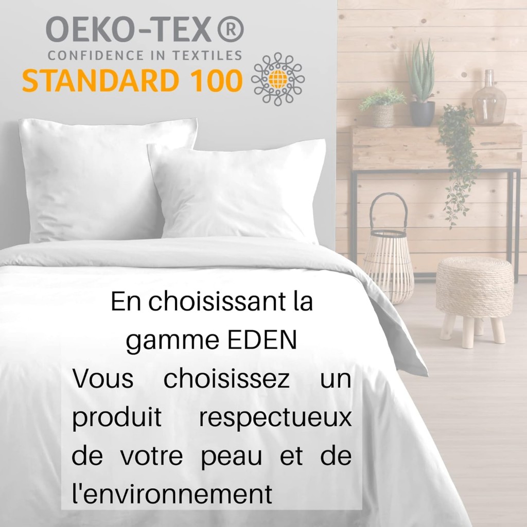 Taie rectangulaire  50 x 70 cm Eden Coton, Blanc
