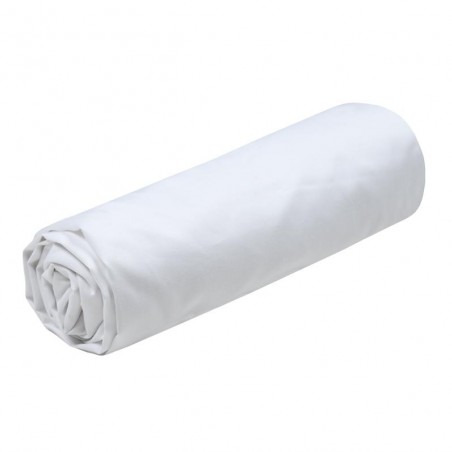 Drap Housse Stof 140 x 200 cm bonnet 30cm 78 Fils Percale Elysée Blanc