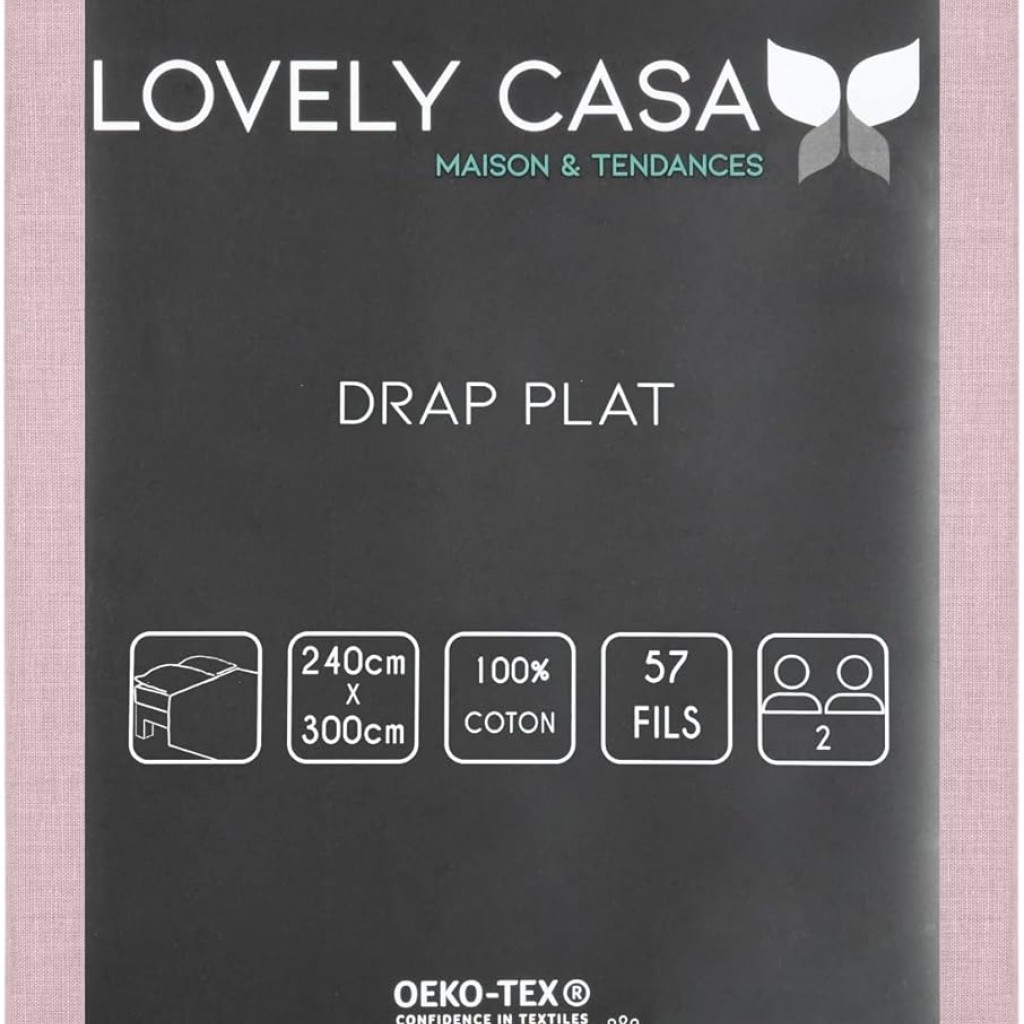 DRAP PLAT EDEN VIEUX ROSE 240X300 cm