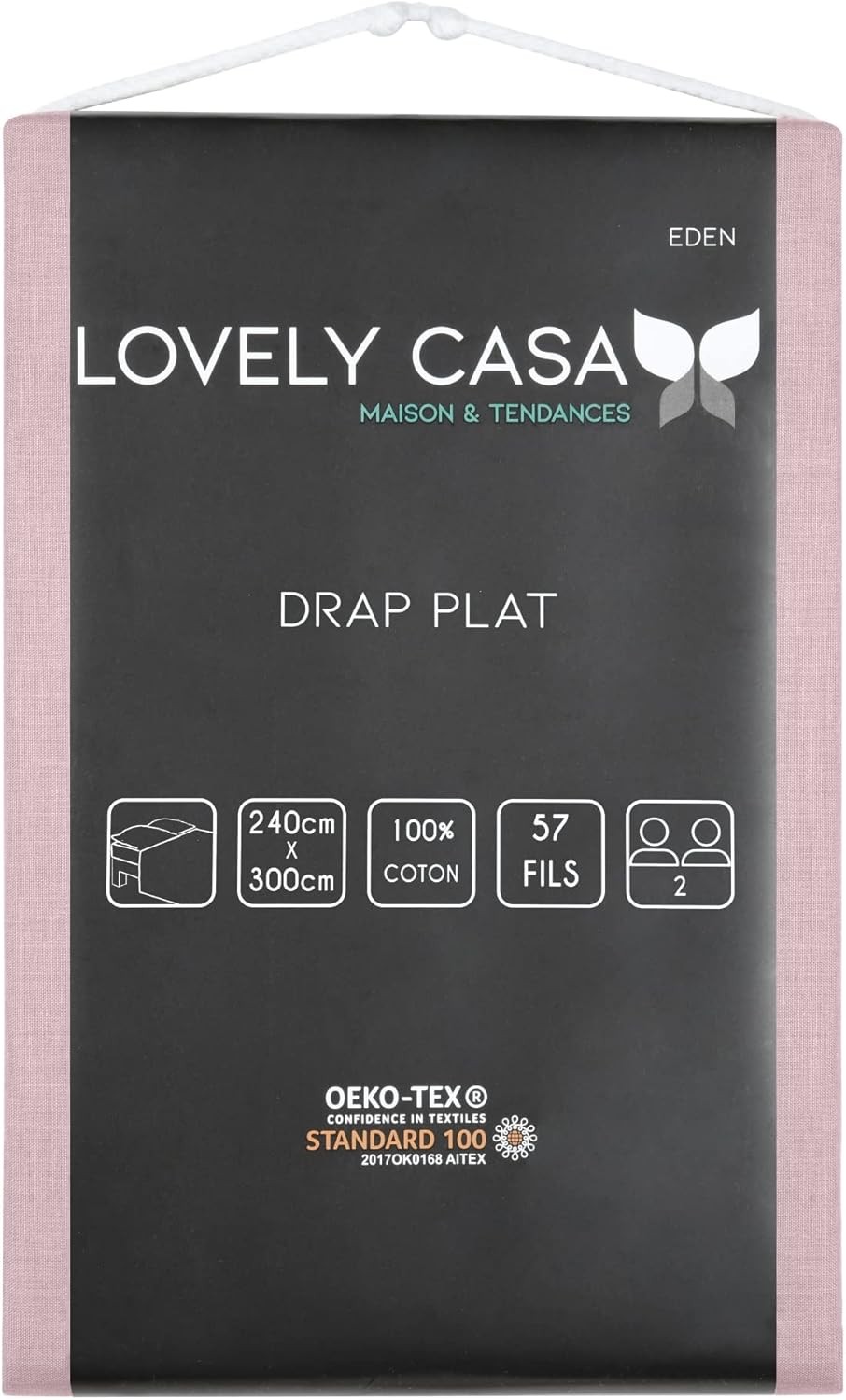 DRAP PLAT EDEN VIEUX ROSE 240X300 cm DRAP PLAT EDEN VIEUX ROSE 240X300 cm