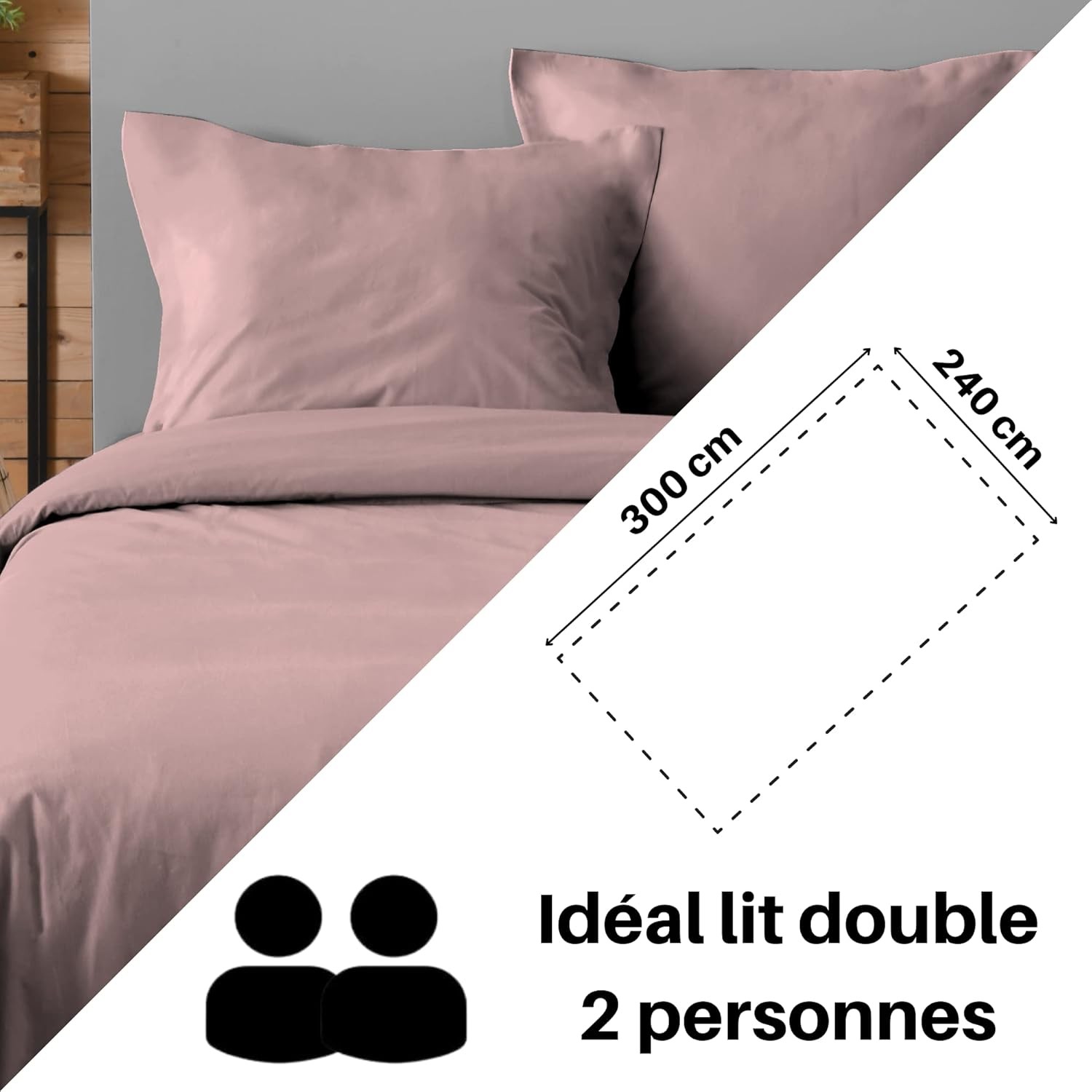 DRAP PLAT EDEN VIEUX ROSE 240X300 cm DRAP PLAT EDEN VIEUX ROSE 240X300 cm