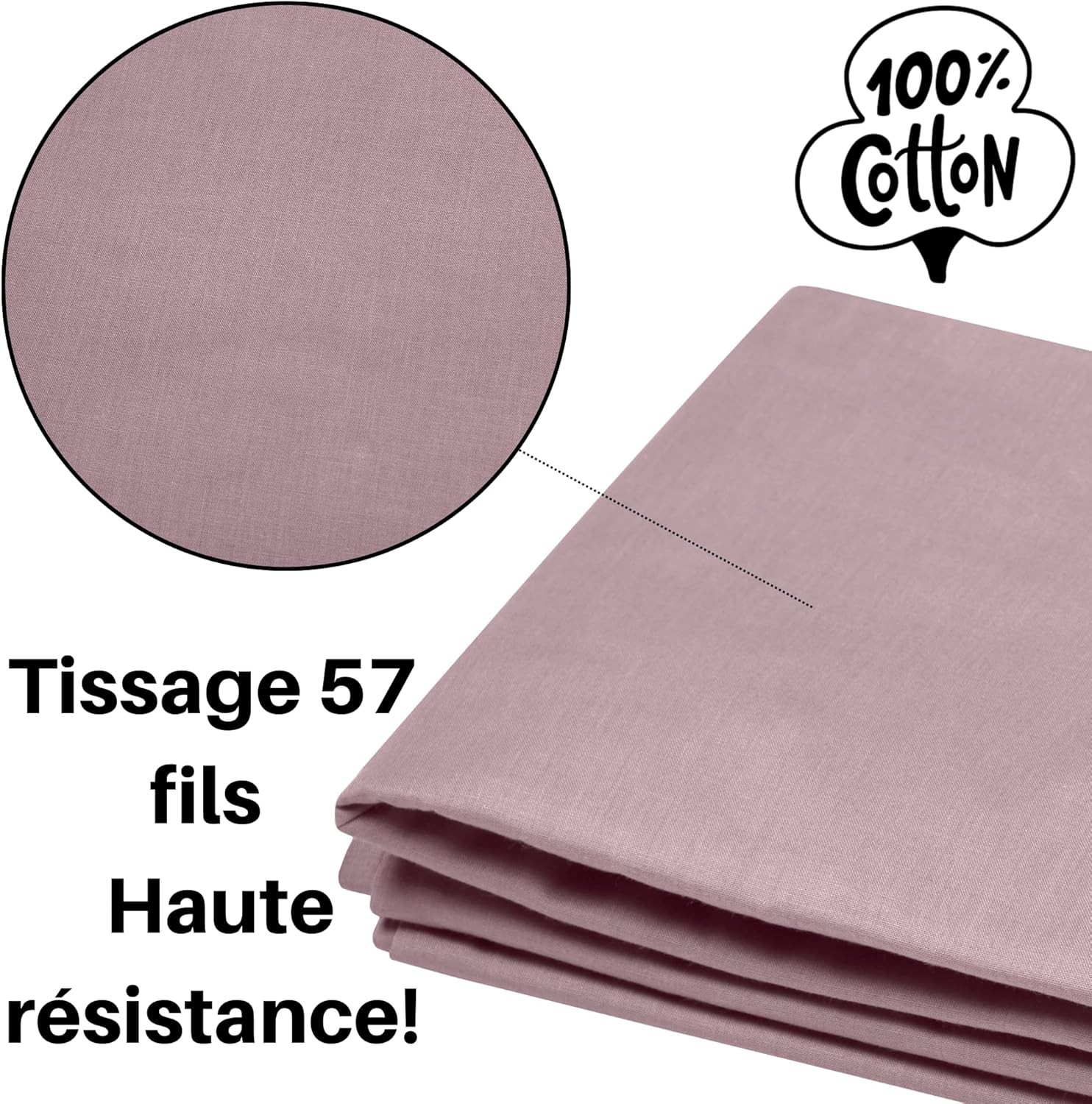 DRAP PLAT EDEN VIEUX ROSE 240X300 cm DRAP PLAT EDEN VIEUX ROSE 240X300 cm