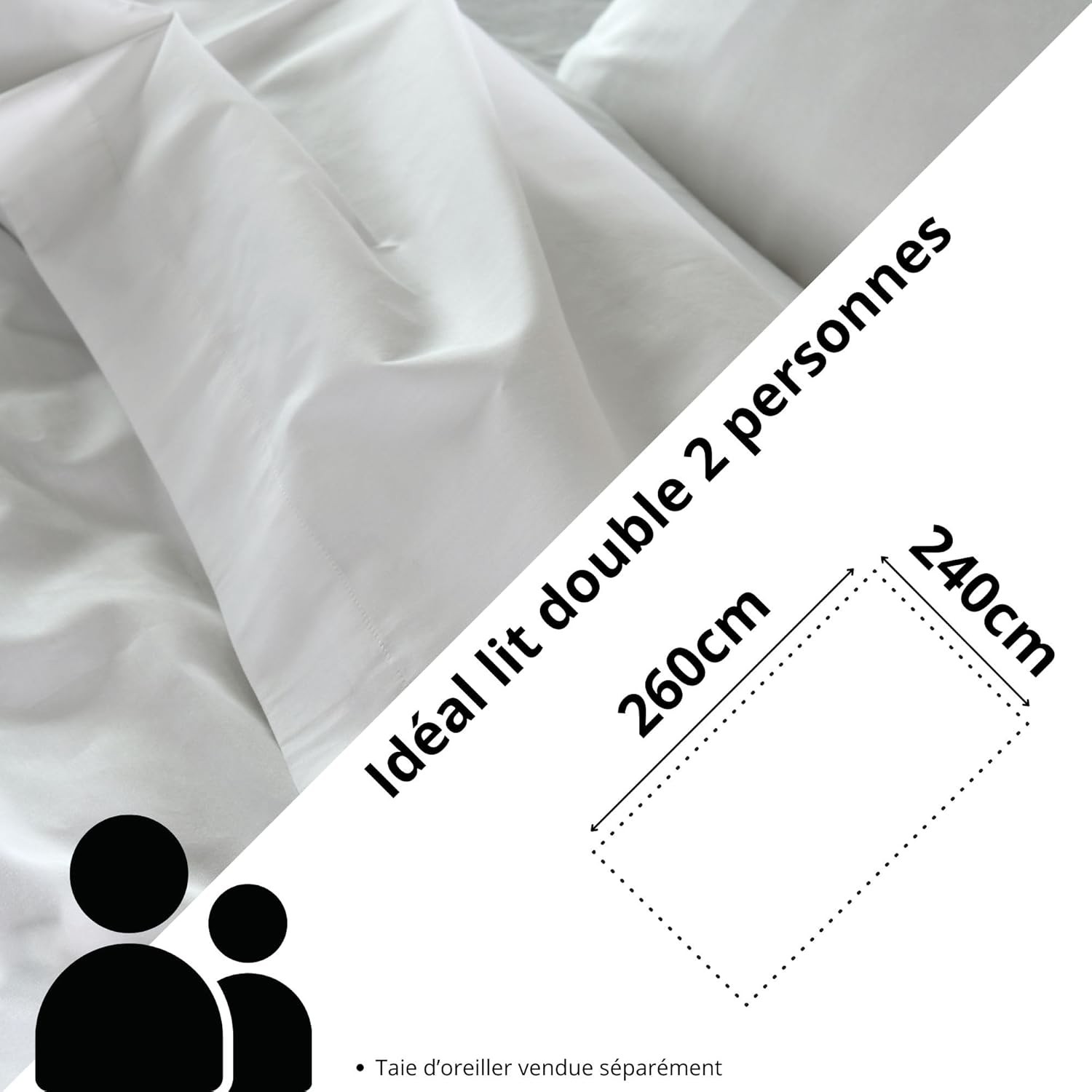 Stof - Housse de couette Coton 260 x 240 cm 78 Fils Elysée Percale Blanc Stof - Housse de couette Coton 260 x 240 cm 78 Fils Elysée Percale Blanc