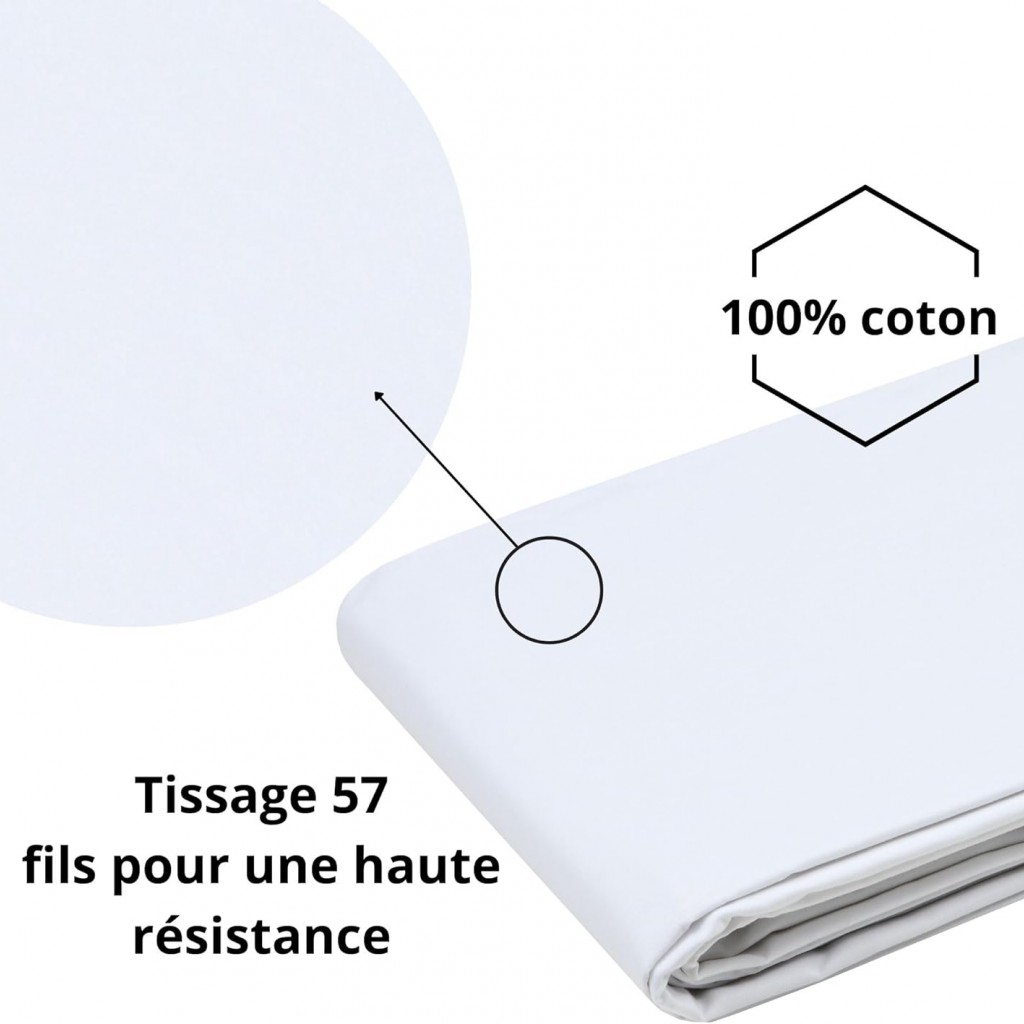 Stof - Housse de couette Coton 260 x 240 cm 78 Fils  Elysée Percale Blanc