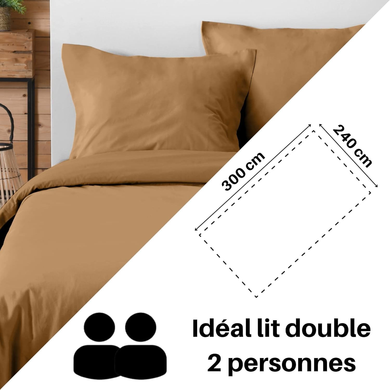Stof - Drap Plat Coton 240 x 300 cm 57 Fils Eden, Curry Stof - Drap Plat Coton 240 x 300 cm 57 Fils Eden, Curry