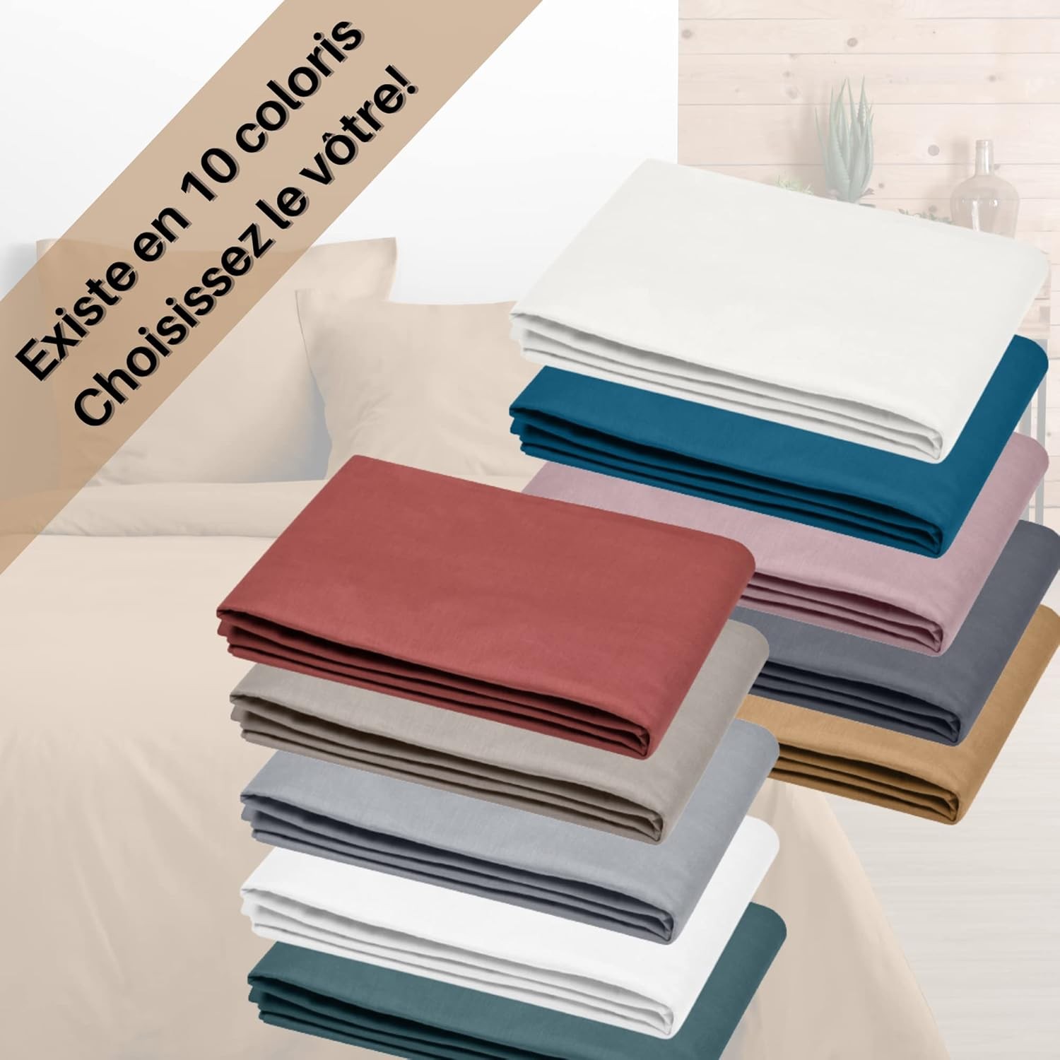 Stof - Drap Plat Coton 240 x 300 cm 57 Fils Eden, Curry Stof - Drap Plat Coton 240 x 300 cm 57 Fils Eden, Curry