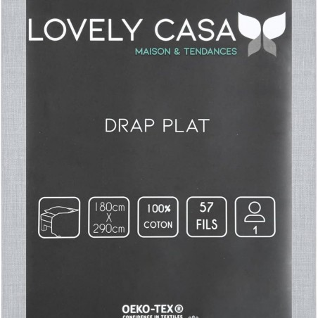 DRAP PLAT EDEN SOURIS 180X290 cm