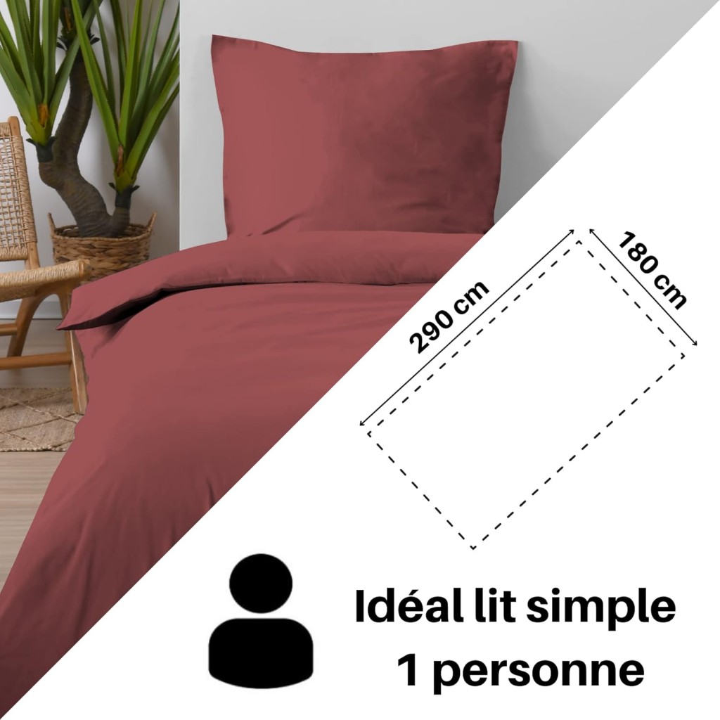 Stof - Drap Plat 180 x 290 cm 57 Fils Coton Eden Grenache