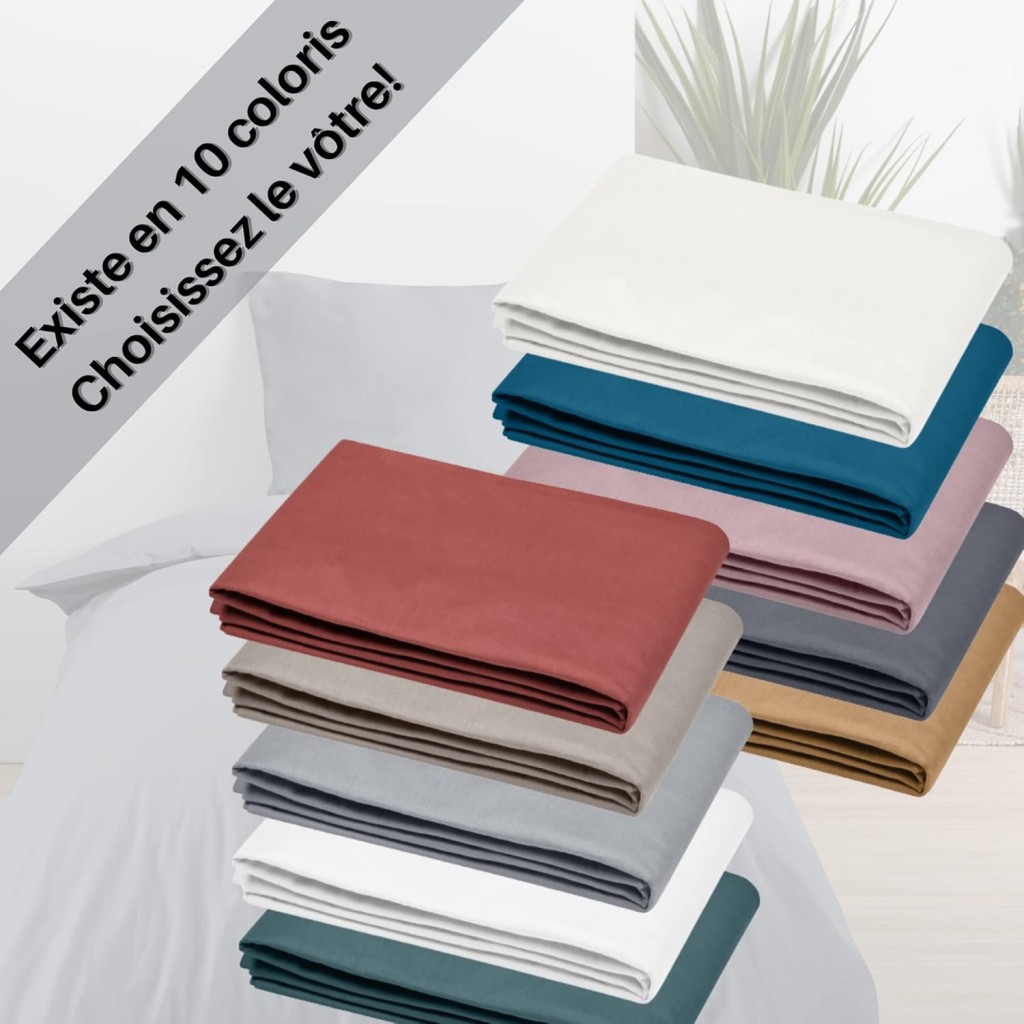 Stof - Drap Plat 180 x 290 cm 57 Fils Coton Eden Grenache