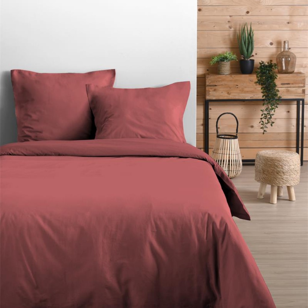 Stof - Drap Plat 180 x 290 cm 57 Fils Coton Eden Grenache