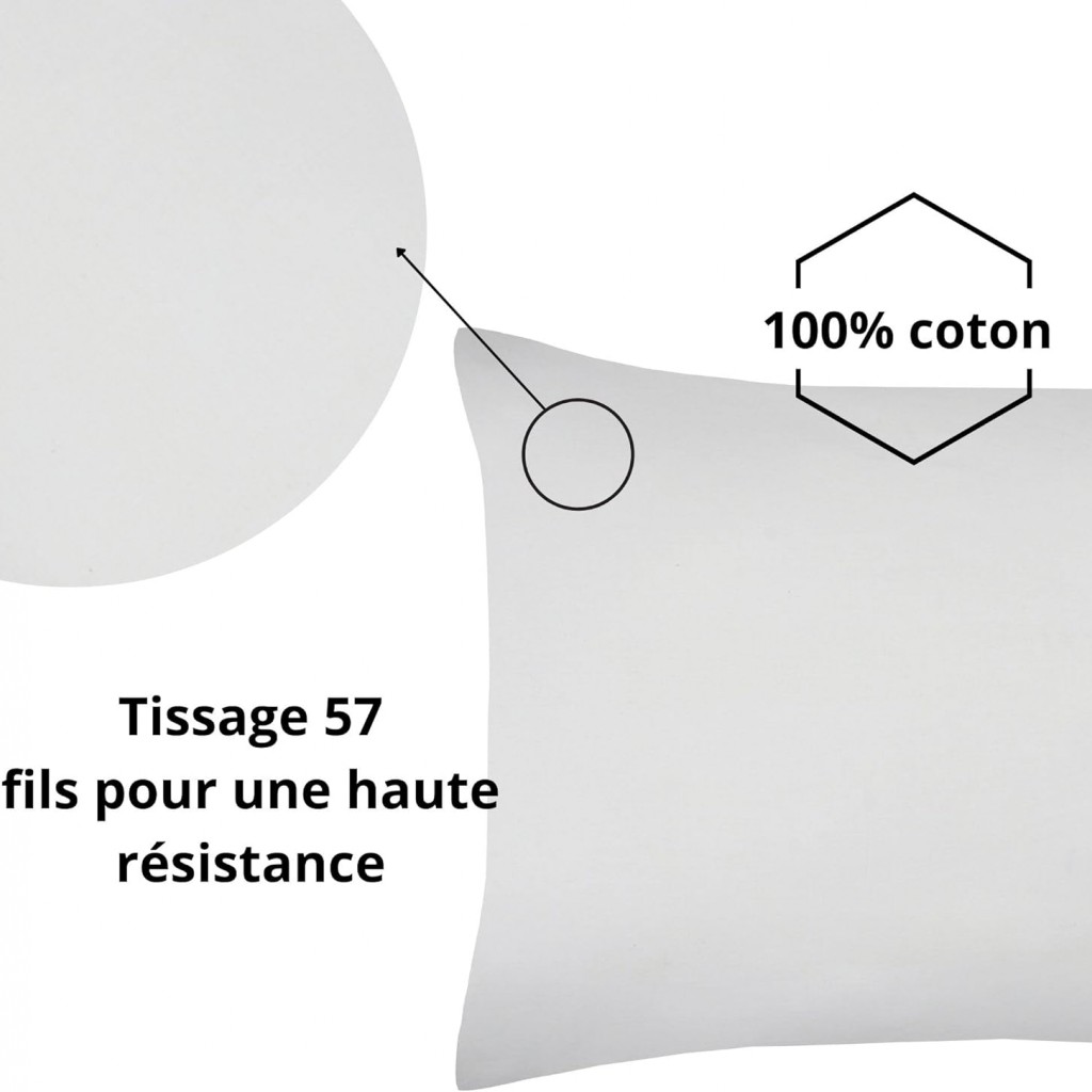 Stof - Taie d'Oreiller Sac 50 x 70 cm Elysée 78 fils Percale Lin