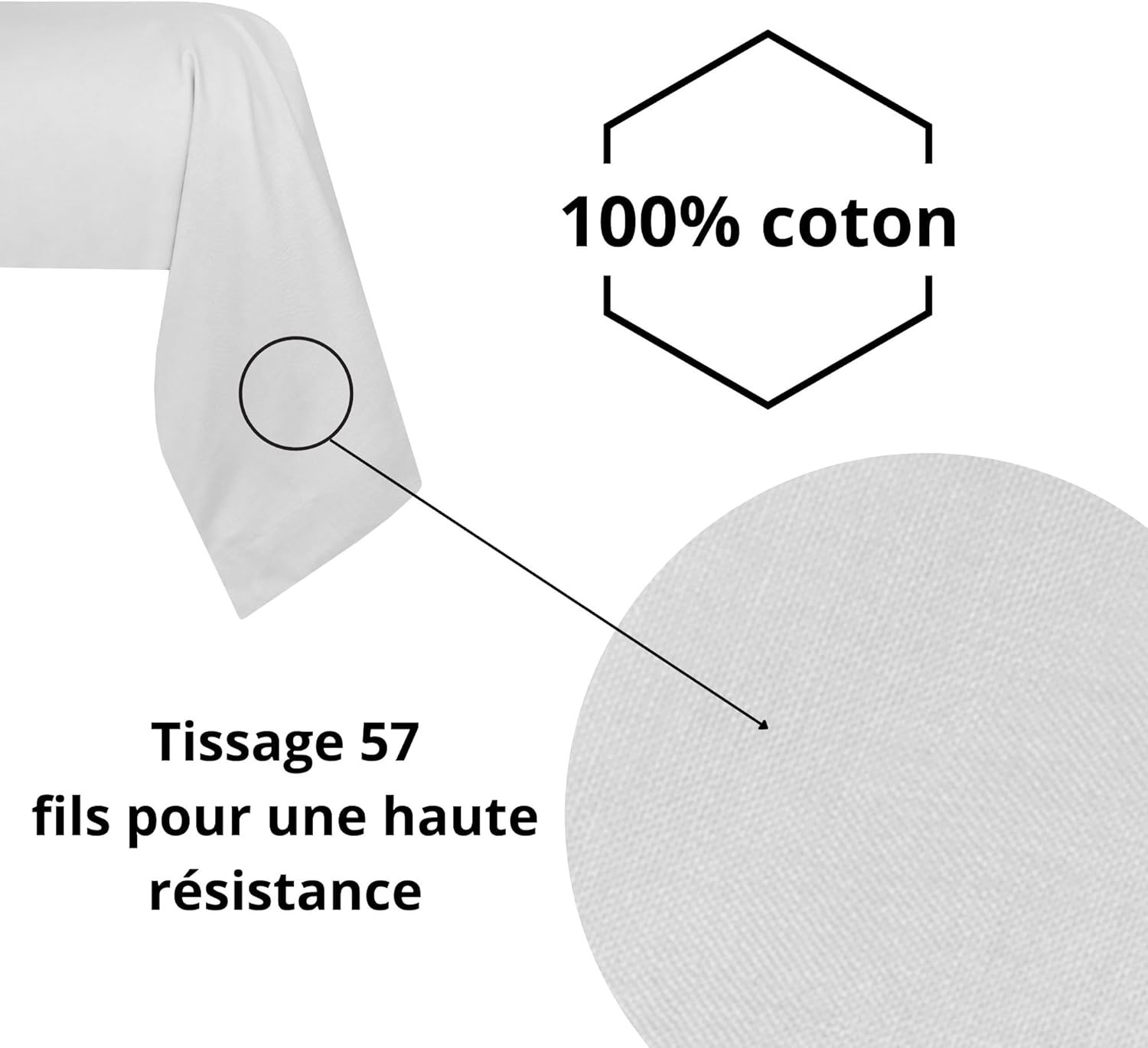 Stof - Taie de traversin 45 x 185 cm Elysée 78 fils Percale Lin Stof - Taie de traversin 45 x 185 cm Elysée 78 fils Percale Lin