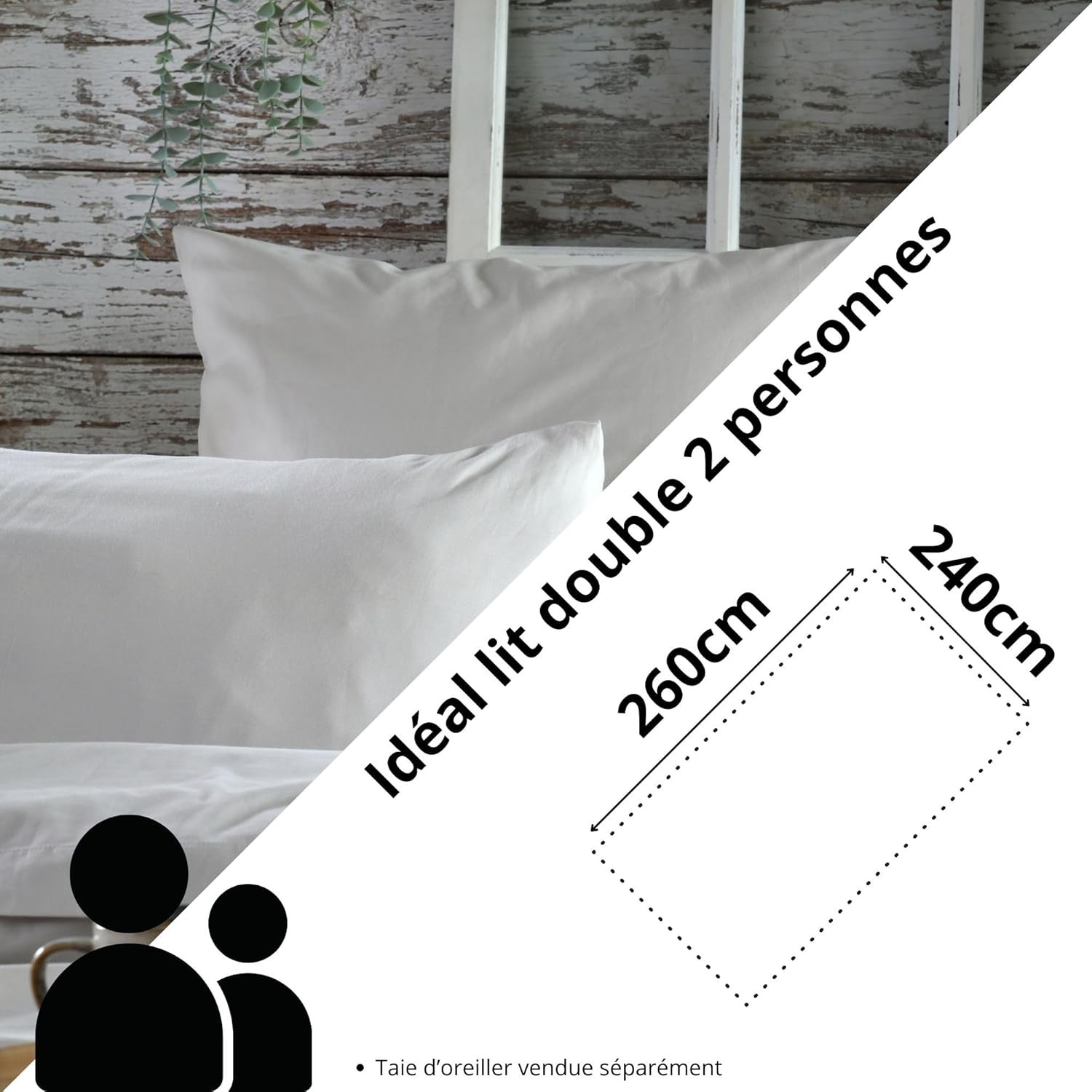 Stof - Housse de couette Coton 260 x 240 cm 78 Fils Elysée Percale Lin Stof - Housse de couette Coton 260 x 240 cm 78 Fils Elysée Percale Lin