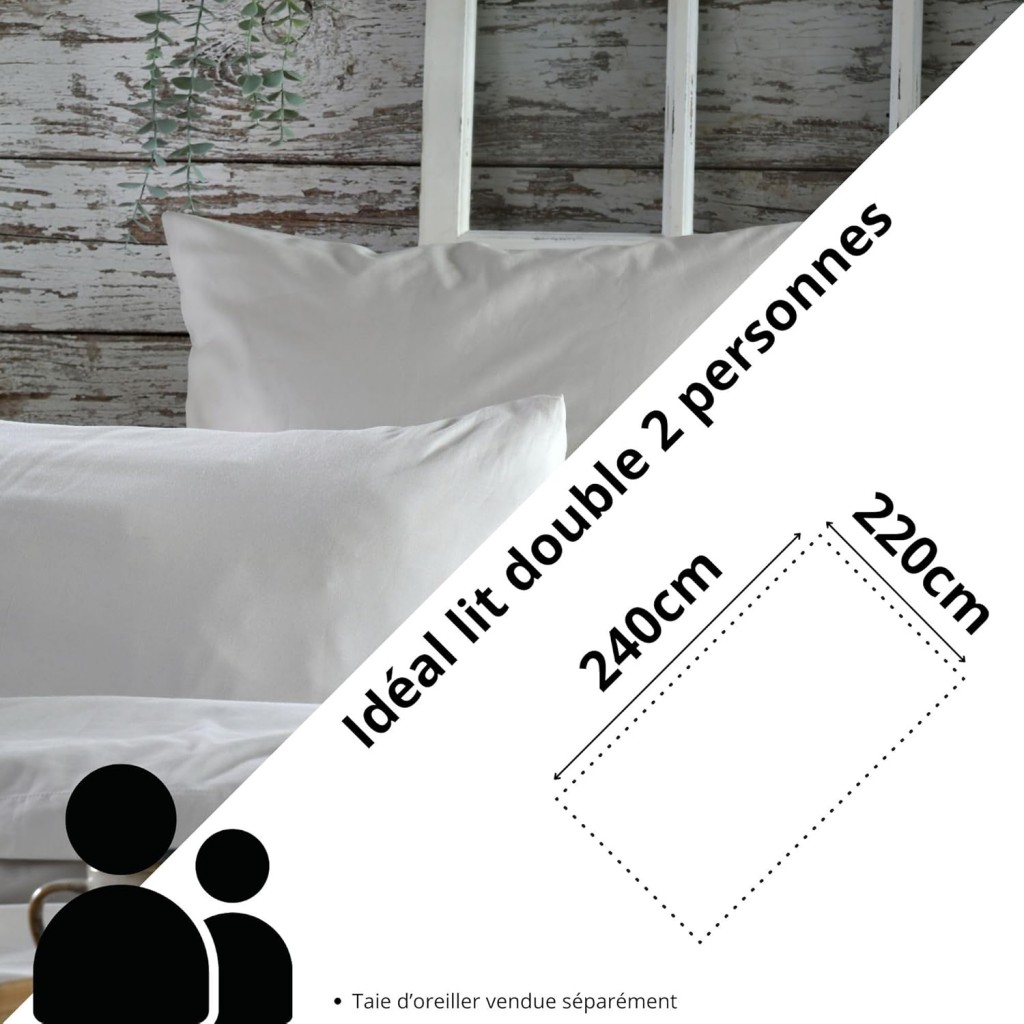 Stof - Housse de couette Coton 240 x 220 cm 78 Fils  Elysée Percale Lin