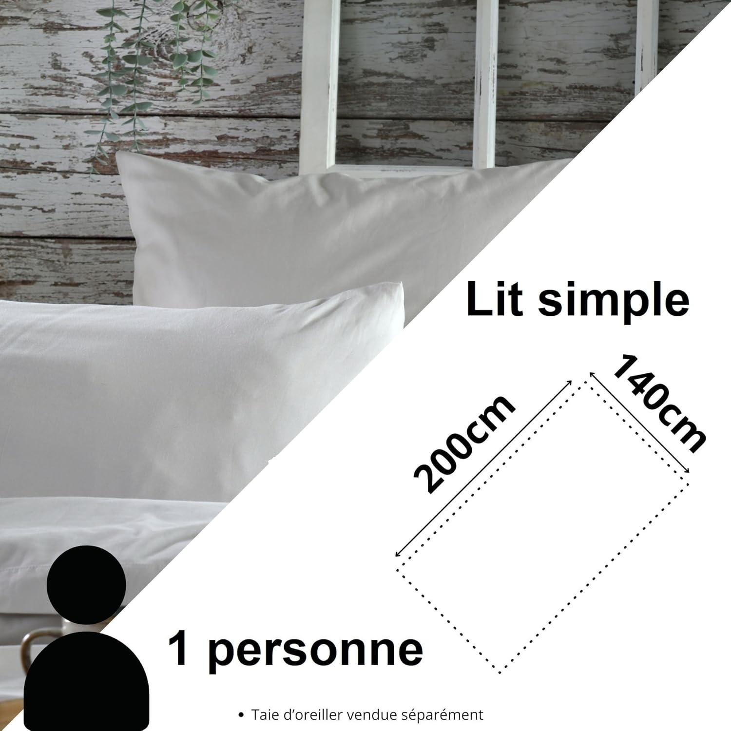 Stof - Housse de couette Coton 140 x 200 cm 78 Fils  Elysée Percale Lin