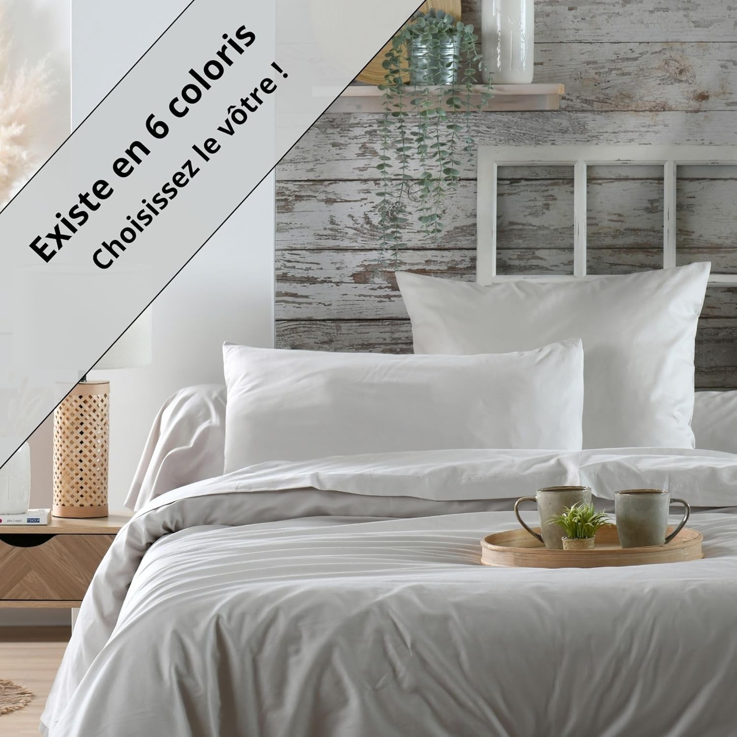 Stof - Housse de couette Coton 140 x 200 cm 78 Fils  Elysée Percale Lin