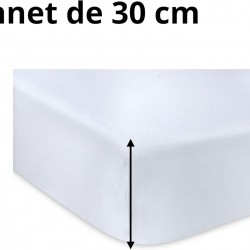 Drap Housse Stof 140 x 200 cm bonnet 30cm 78 Fils Percale Elysée Lin