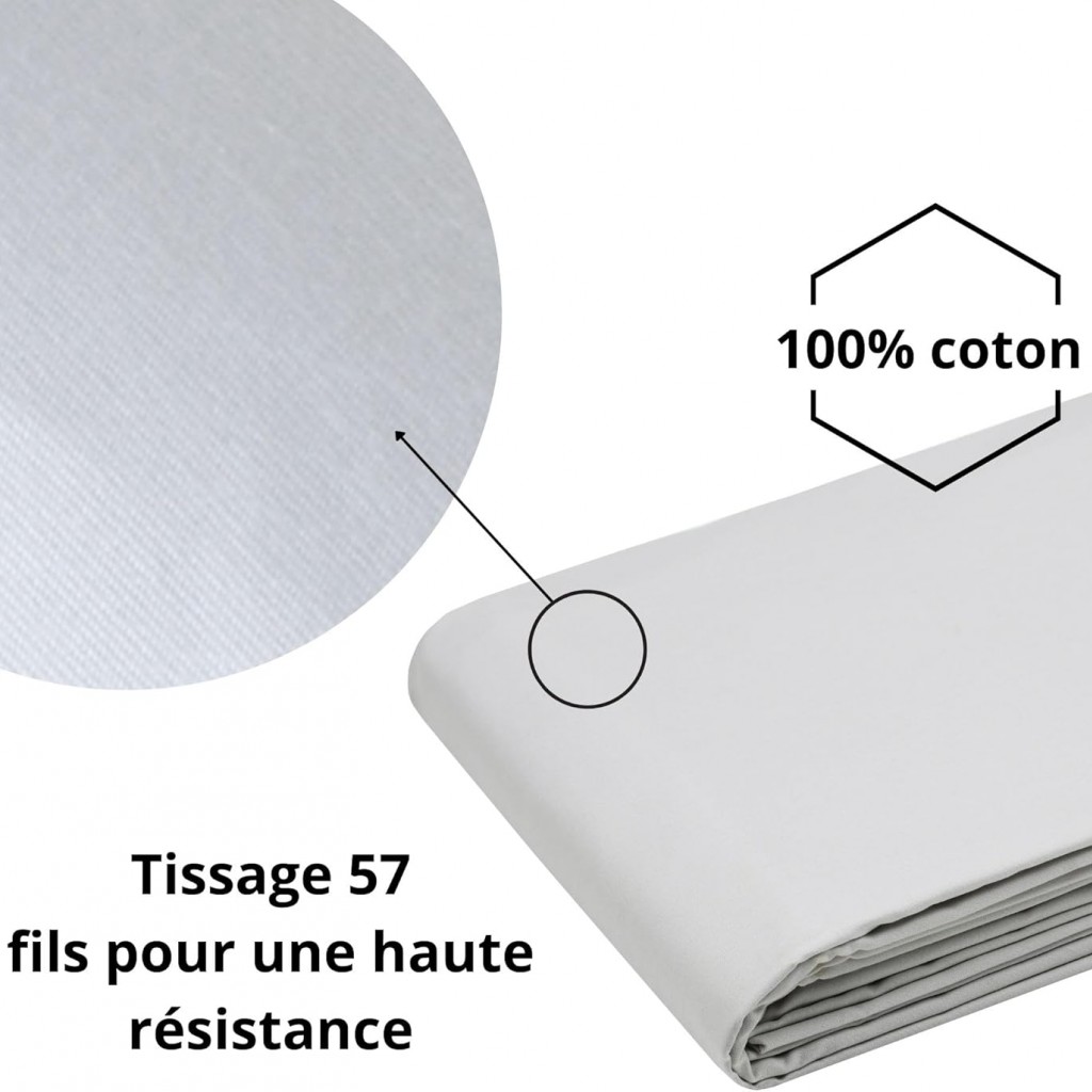 Stof - Drap Plat Percale 180 x 290 cm 78 Fils  Elysée Percale Lin