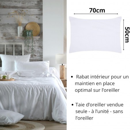 Taie d'Oreiller Sac 50 x 70 cm Elysée 78 fils Percale