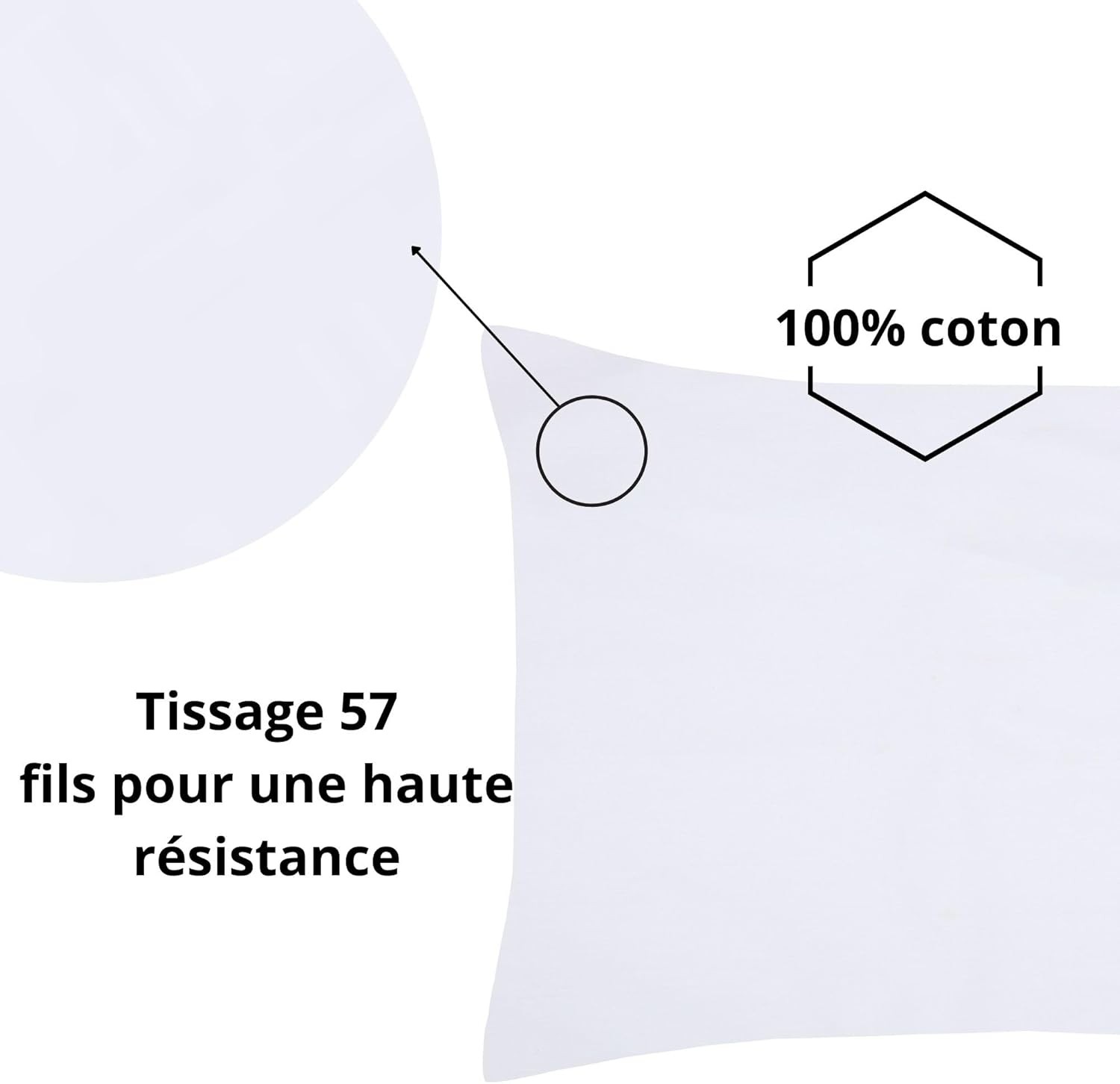 Stof - Taie d'Oreiller Sac 50 x 70 cm Elysée 78 fils Percale Blanc Stof - Taie d'Oreiller Sac 50 x 70 cm Elysée 78 fils Percale Blanc