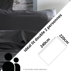 Housse de couette Coton 240 x 220 cm 78 Fils  Elysée Percale Anthracite