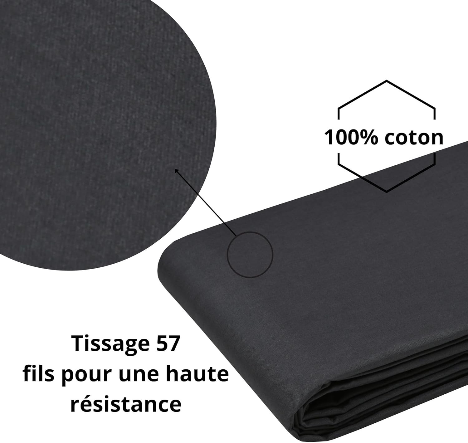 Stof - Housse de couette Coton 240 x 220 cm 78 Fils Elysée Percale Anthracite Stof - Housse de couette Coton 240 x 220 cm 78 Fils Elysée Percale Anthracite